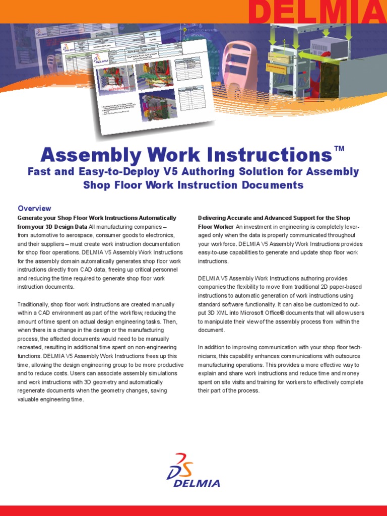 Delmia Assembly Work Instructions PDF Computer Aided Design
