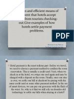 Modern and Efficient Means of Payment That Hotels Accept Today From Tourists Checking-Out - Give Examples of How Hotels Settle Payment Problems