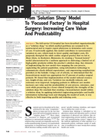 From Solution Shop' Model To Focused Factory' in Hospital Surgery: Increasing Care Value and Predictability