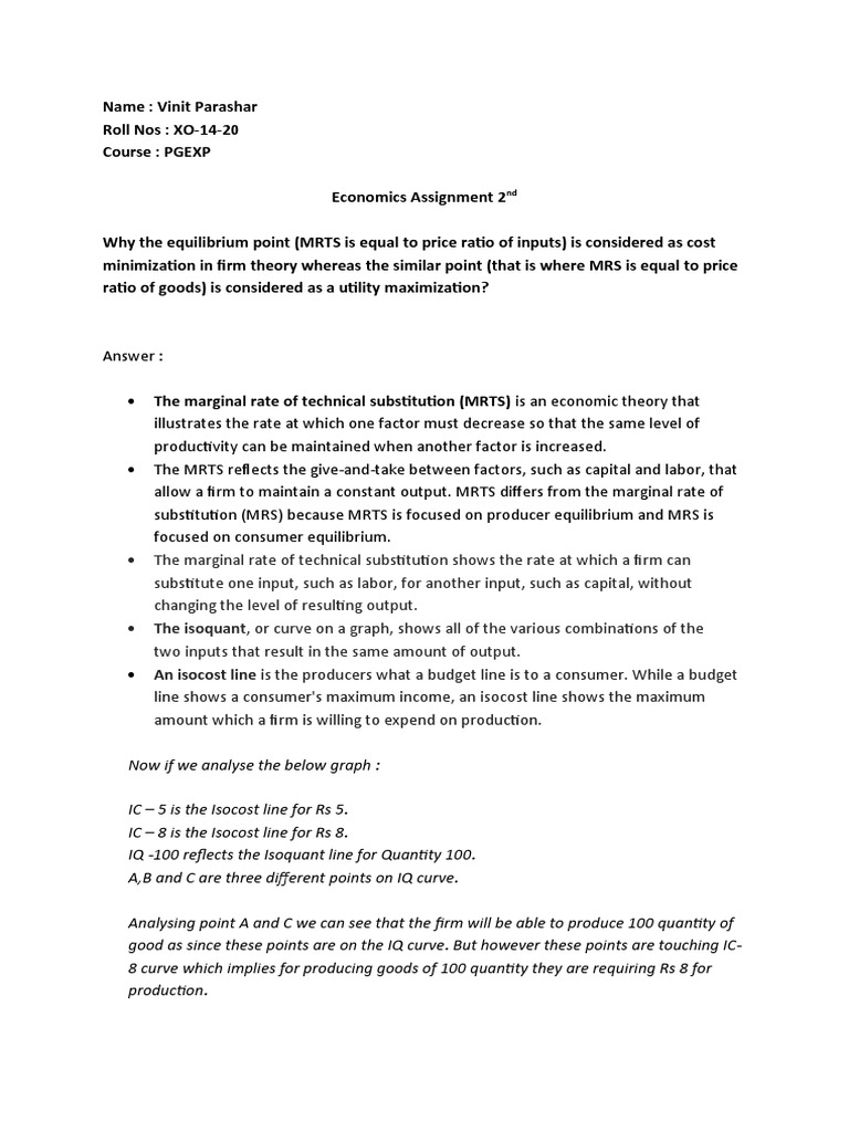Cost Minimization vs Utility Maximization | PDF | Economic Equilibrium ...