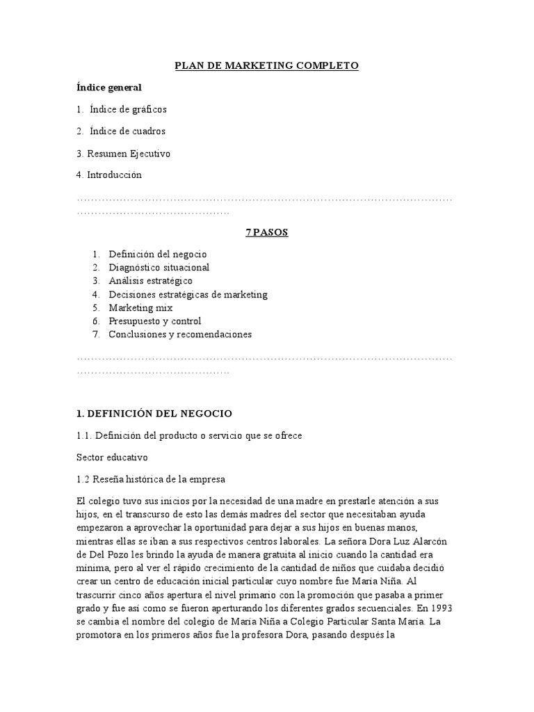 Plan de Marketing Completo Educativo | PDF | Marketing | Mercado (economía)