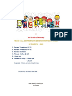 3 3rd Grade of Primary: Temas para Comprobacion de Conocimientos de Ingles Iii Trimestre - 2020