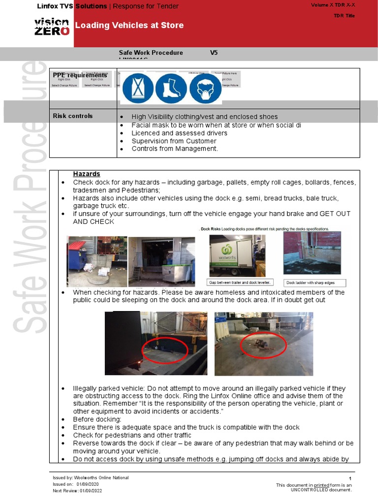Safe Work Procedure for Loading Vehicles | PDF | Hyperthermia | Clothing