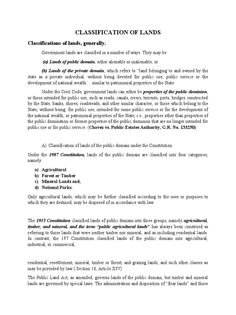 Classification of Lands | PDF | Adverse Possession | Patent