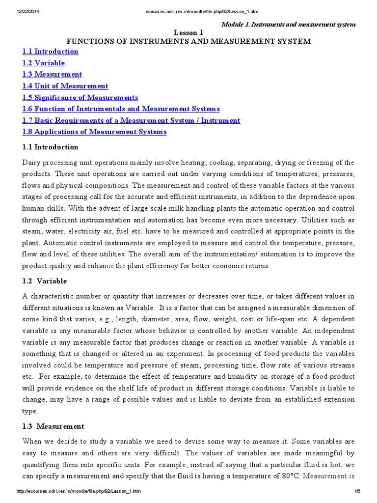 Module 1. Instruments and Measurement System | PDF | International ...