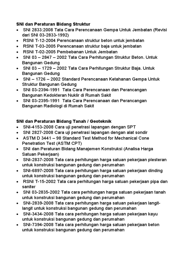 SNI 2833:2008 untuk Perencanaan Jembatan | PDF | Teknologi & Rekayasa