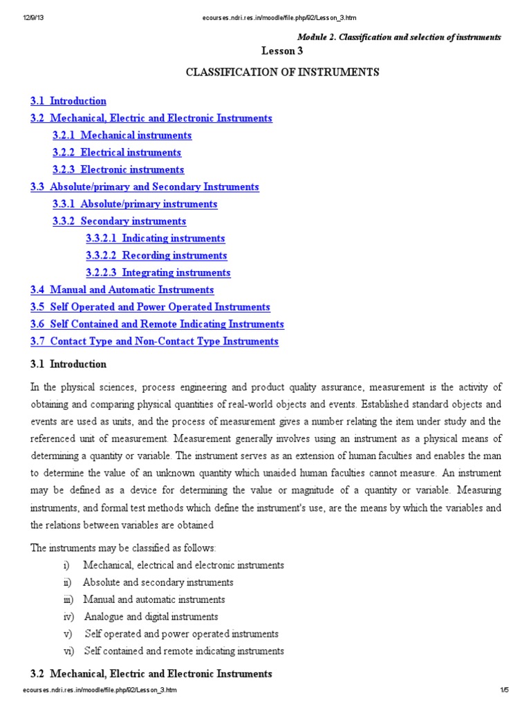 Classification of Measuring Instruments | PDF | Measuring Instrument ...