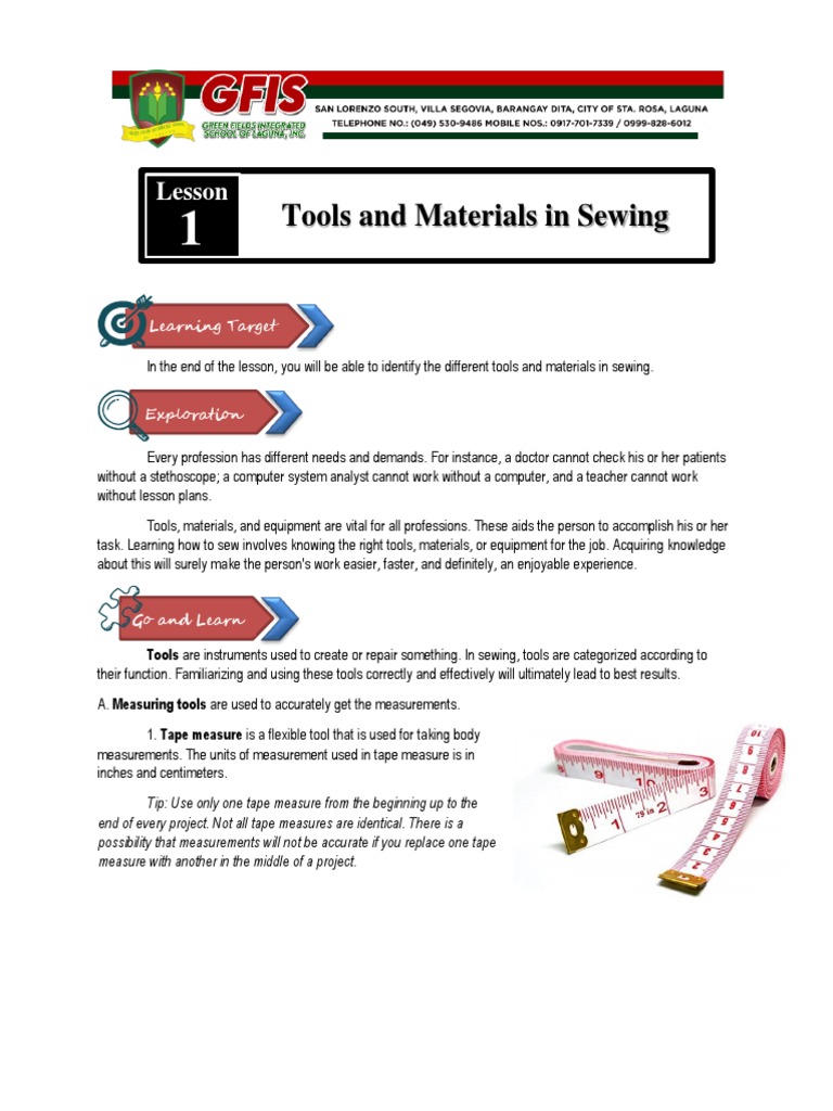 Essential Sewing Tools and Materials Guide | PDF | Sewing | Seam (Sewing)