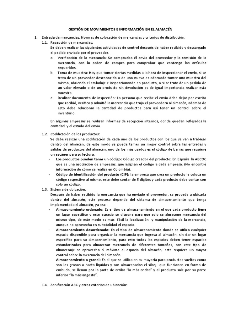 Gestión eficiente de los movimientos y la información en el almacén