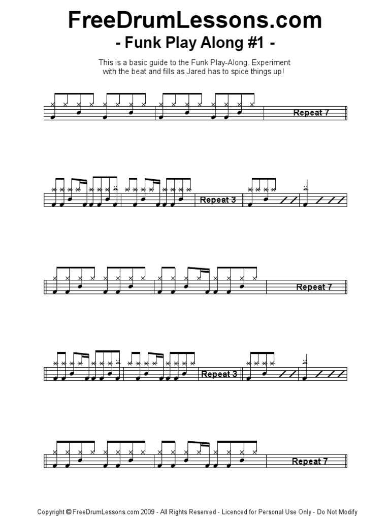 109 Funk Drumming Play Along 1 PDF | PDF