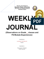 Weekly Journal: (Observations On Grade Classes and FS Module Experiences)