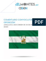 Comentario Convocatoria Oposición 2021. Andalucía