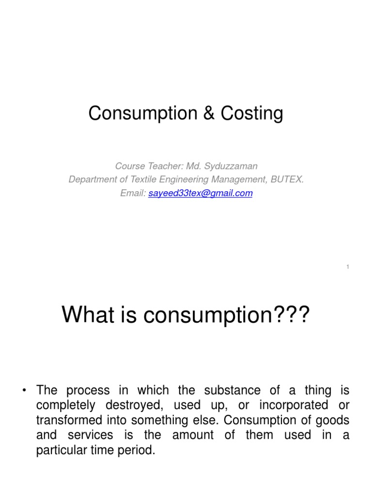 Garment Consumption and Costing PDF Seam (Sewing) Yarn
