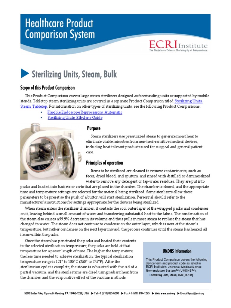 STEAM STERILIZER MAINTENANCE intelligence overview