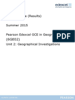 Mark Scheme (Results) Summer 2015 Pearson Edexcel GCE in Geography Unit 2: Geographical Investigations