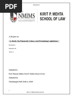 A Project On: "A Study On Financial Crimes and Pertaining Legislation "