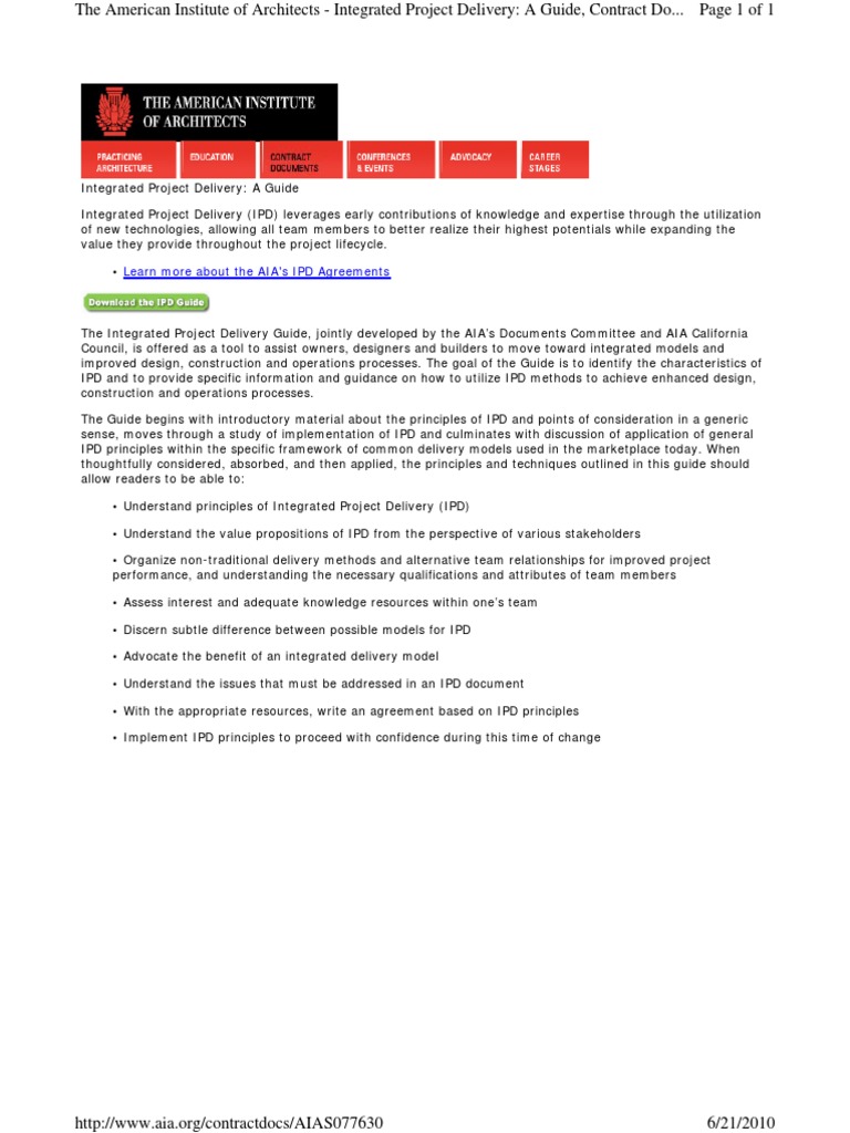 AIA Integrated Project Delivery Guide | PDF