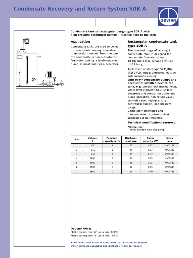 Condensate Recovery System Gestra | PDF | Steam Engine | Pump