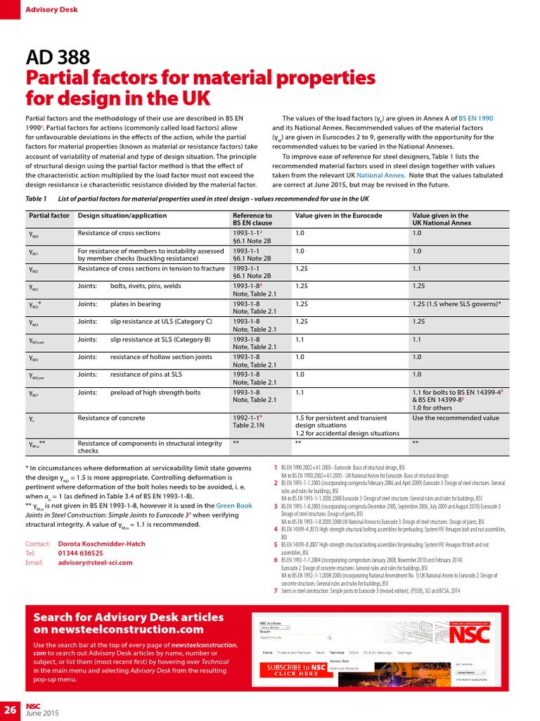 UK Partial Factors for Steel Design | PDF