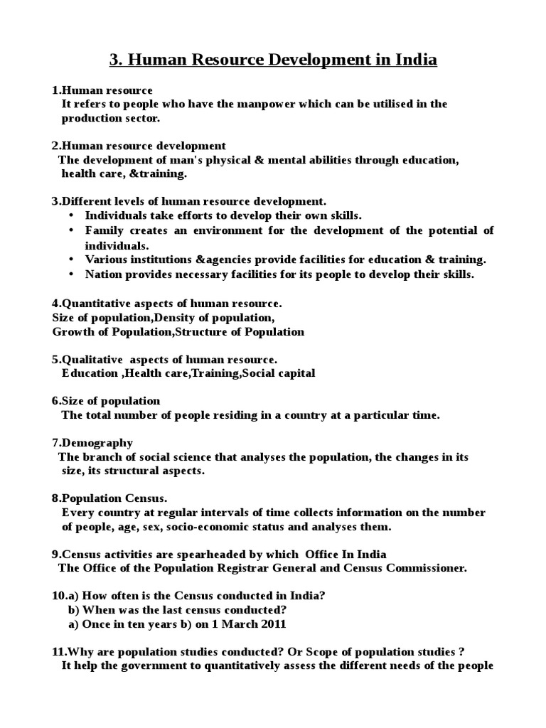 Human Resource Development in India | PDF | Population | Resource