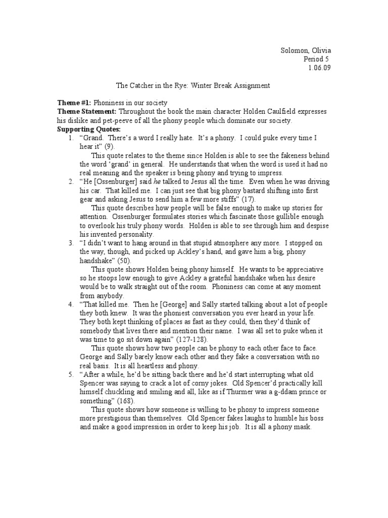 Catcher in the Rye themes