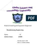 Material Handling and Equpment Assignment: Zelalem Tesfaye 1248/08