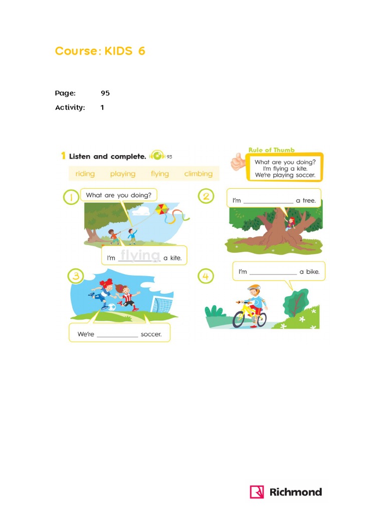 Kids Course Activities Overview | PDF