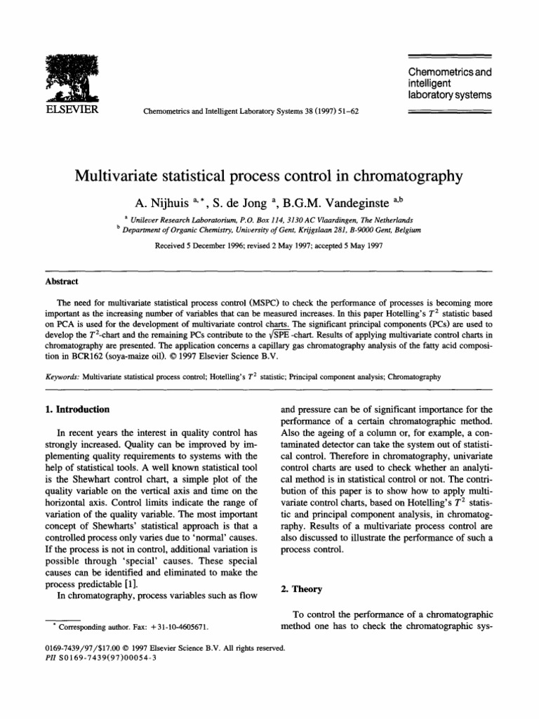 Multivariate Statistical Process Control in Chromatography | PDF ...