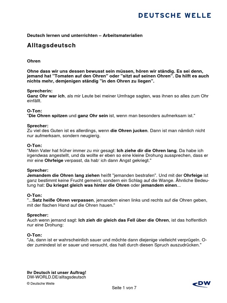 Dw Alltagsdeutsch Pdf Pdf