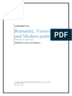 Romantic, Victorian and Modern Poetry: Assignment No 1