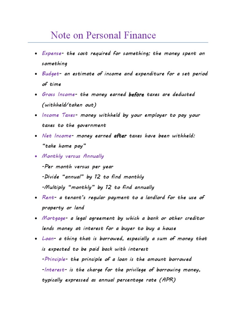 Personal Finance Basics: Income vs. Expenses | PDF | Finance & Money ...