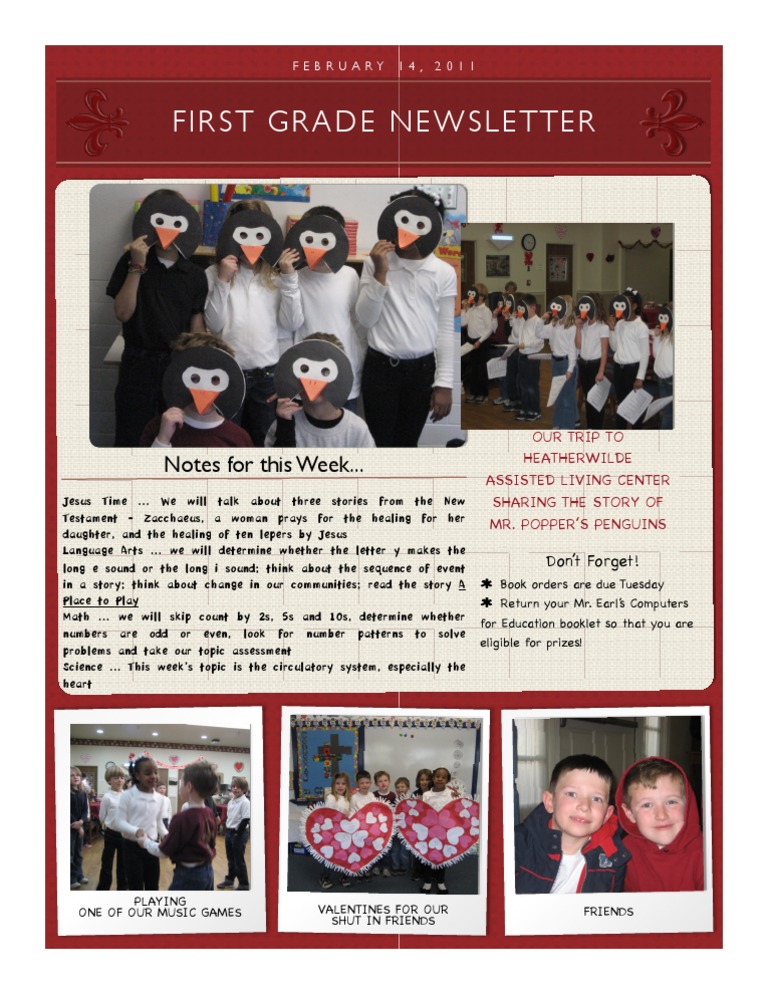 First Grade Weekly Newsletter Update | PDF | Language Arts & Discipline