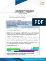 Guía de Actividades y Rúbrica de Evaluación Tarea 2 - Informe Planeación de La Producción