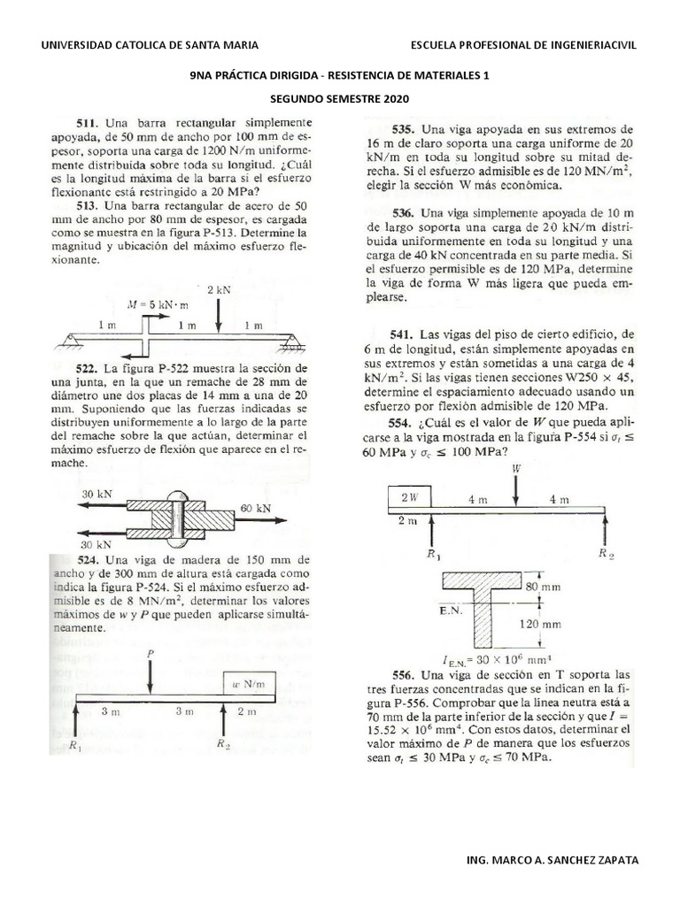 9na Práctica - Resistencia de Materiales 1 | PDF