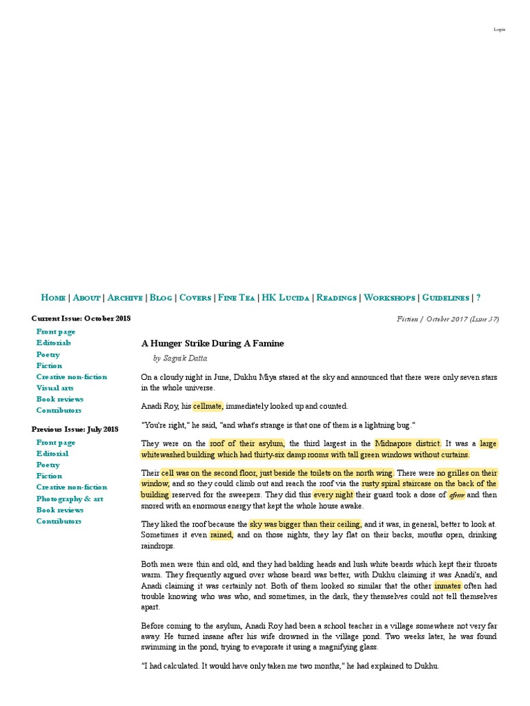 A Hunger Strike During A Famine | PDF | Foods