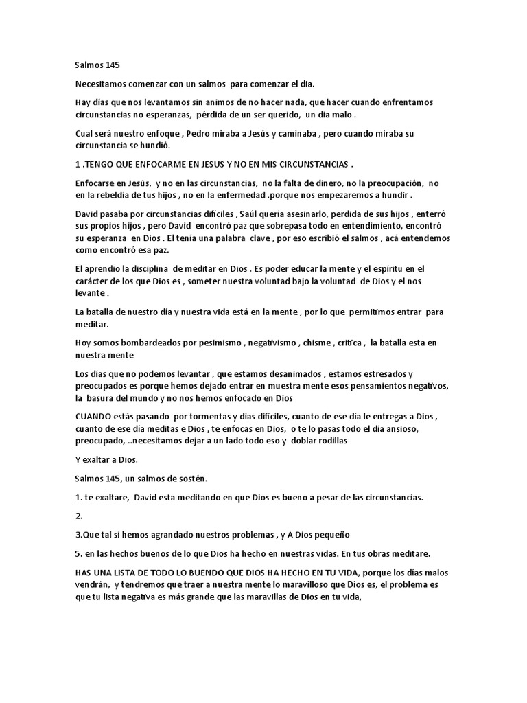 Salmo 145: Enfoque en Dios y Esperanza | PDF | Salmos | Dios