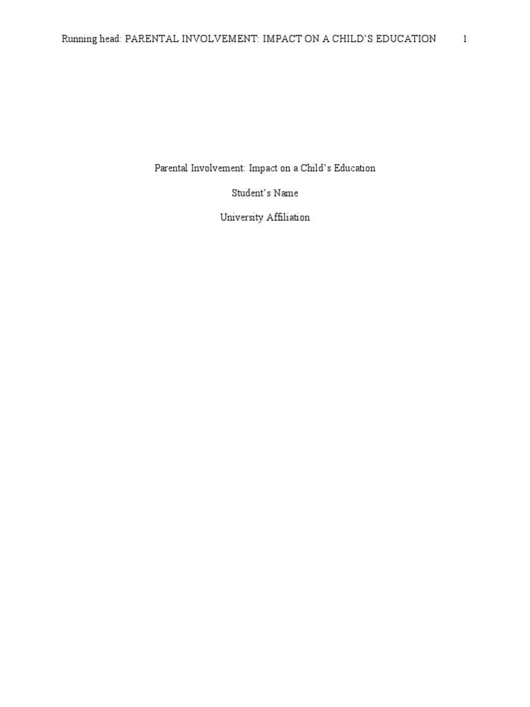 Parental Involvement Impact On A Child S | PDF | Self Esteem | Teachers
