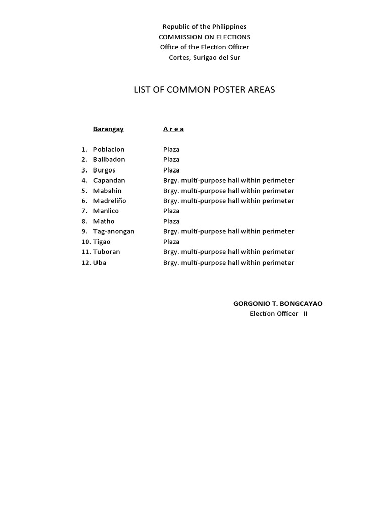 Common poster areas pdf