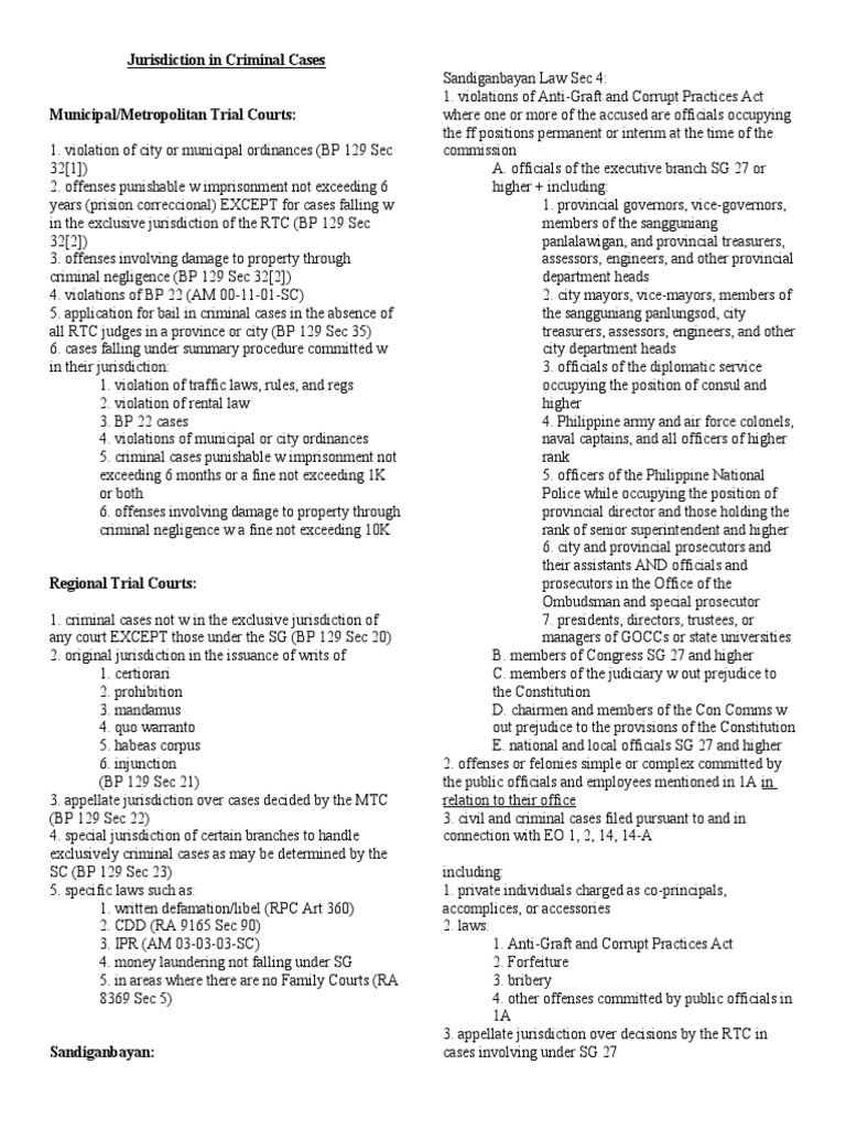 Jurisdiction in Criminal Law Cases | PDF | Original Jurisdiction ...