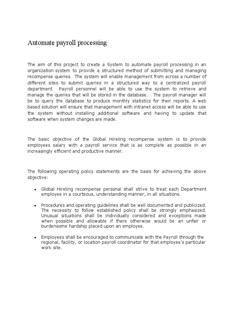 AutomatePayrollProcessing Abstract | PDF | Payroll | Databases