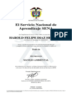 El Servicio Nacional de Aprendizaje SENA: Harold Felipe Diaz Herrera