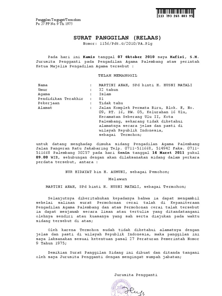 Surat Panggilan Pdf