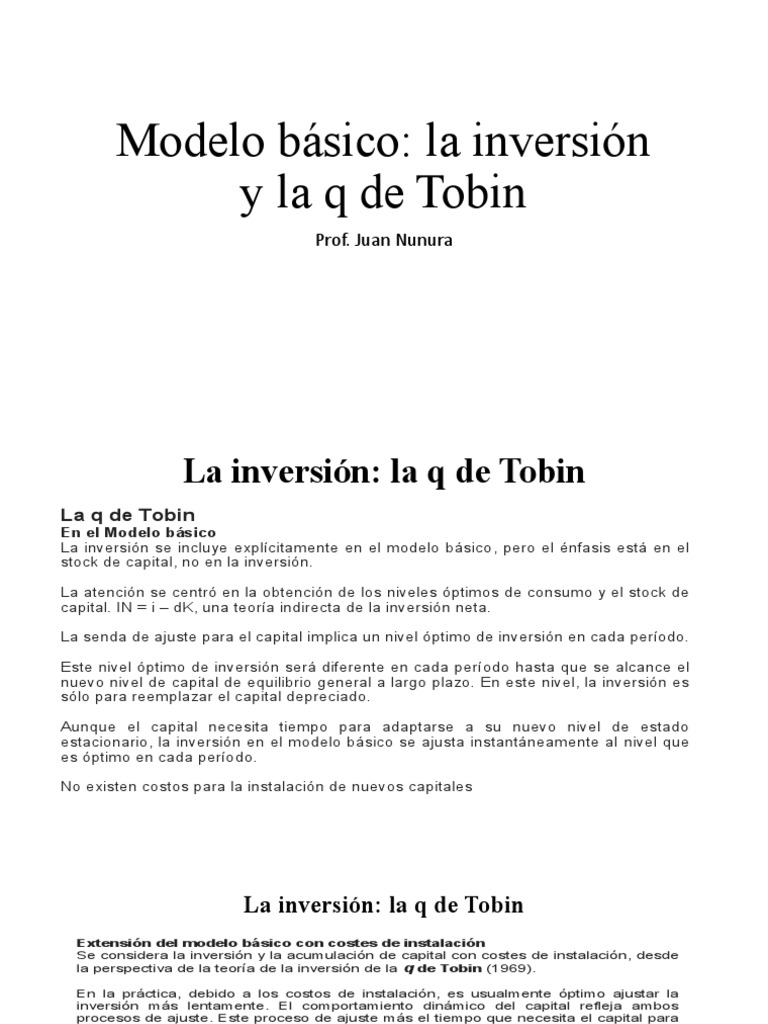 La Q de Tobin | PDF | Capital (economía) | Costo marginal