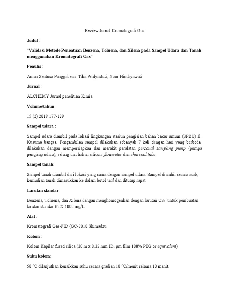 Review Jurnal Kromatografi Gas PDF
