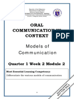 ORAL COMMUNICATION - Q1 - W2 - Mod2 - Models of Communication