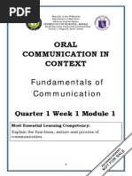 ORAL COMMUNICATION - Q1 - W1 - Mod1 - Fundamental of Communication