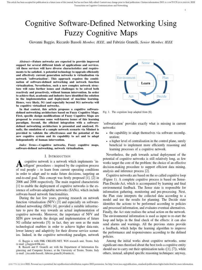 Cognitive Software-Defined Networking Using Fuzzy Cognitive Maps | PDF ...