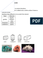 Characteristics of Minerals Notes