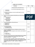 Table of Content: Lab No. Practical Date Sign