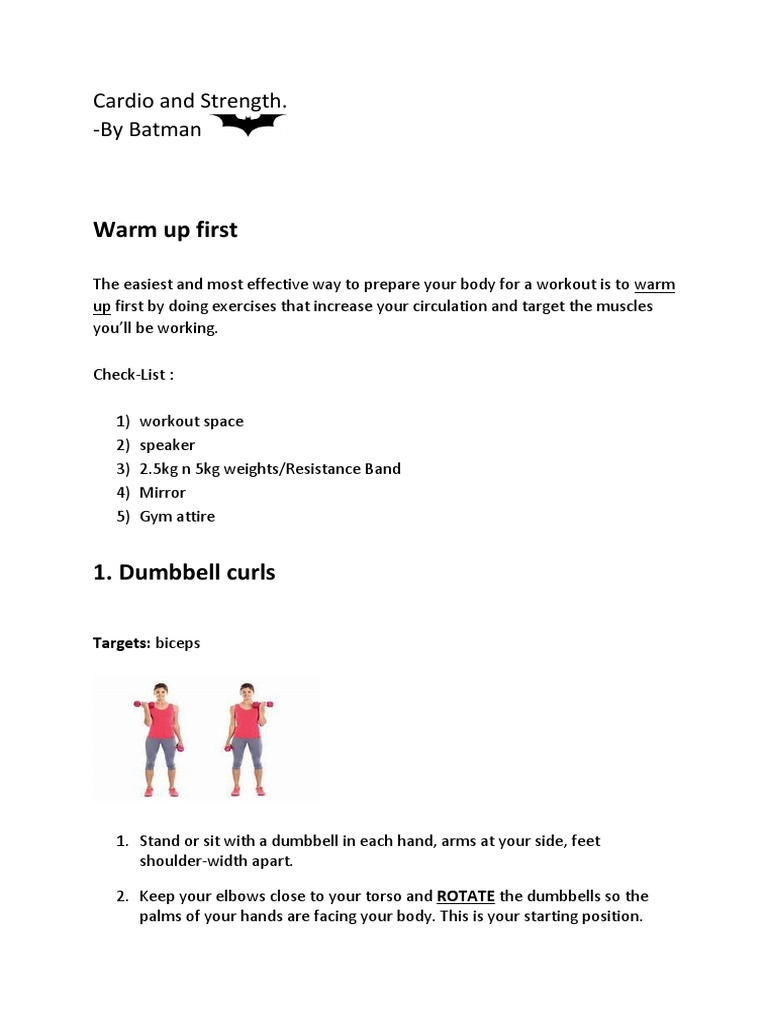 Cardio and Strength Exercise | PDF | Arm | Human Anatomy